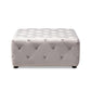 Calvetti Modern and Contemporary Slate Gray Velvet Fabric Upholstered Button-Tufted Cocktail Ottoman FredCo