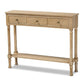 Calvin Classic and Traditional French Farmhouse Oak Brown Finished Wood 3-Drawer Entryway Console Table FredCo