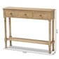Calvin Classic and Traditional French Farmhouse Oak Brown Finished Wood 3-Drawer Entryway Console Table FredCo