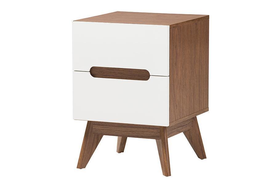 Calypso Mid-Century Modern Two-Tone White and Walnut Brown Finished Wood 3-Piece Storage Set FredCo