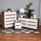 Calypso Mid-Century Modern Two-Tone White and Walnut Brown Finished Wood 3-Piece Storage Set FredCo
