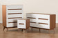 Calypso Mid-Century Modern Two-Tone White and Walnut Brown Finished Wood 3-Piece Storage Set FredCo