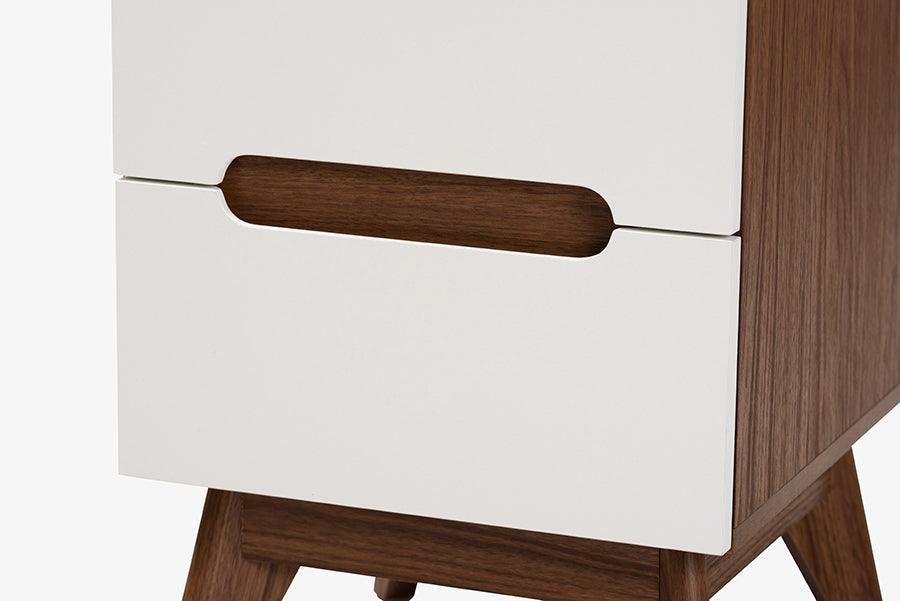 Calypso Mid-Century Modern Two-Tone White and Walnut Brown Finished Wood 3-Piece Storage Set FredCo