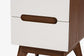 Calypso Mid-Century Modern Two-Tone White and Walnut Brown Finished Wood 3-Piece Storage Set FredCo