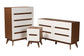 Calypso Mid-Century Modern Two-Tone White and Walnut Brown Finished Wood 3-Piece Storage Set FredCo