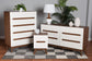 Calypso Mid-Century Modern Two-Tone White and Walnut Brown Finished Wood 3-Piece Storage Set FredCo