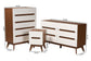 Calypso Mid-Century Modern Two-Tone White and Walnut Brown Finished Wood 3-Piece Storage Set FredCo