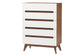 Calypso Mid-Century Modern Two-Tone White and Walnut Brown Finished Wood 3-Piece Storage Set FredCo