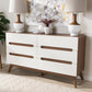 Calypso Mid-Century Modern White and Walnut Wood 6-Drawer Storage Dresser FredCo