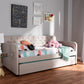 Camelia Modern and Contemporary Beige Fabric Upholstered Button-Tufted Twin Size Sofa Daybed with Roll-Out Trundle Guest Bed FredCo