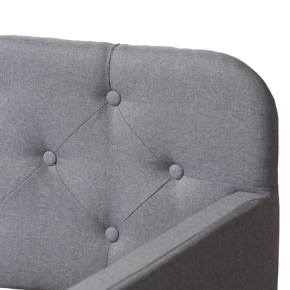 Camelia Modern and Contemporary Grey Fabric Upholstered Button-Tufted Twin Size Sofa Daybed with Roll-Out Trundle Guest Bed FredCo