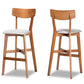 Cameron Modern and Contemporary Transitional Grey Fabric Upholstered and Walnut Brown Finished Wood 2-Piece Bar Stool Set FredCo