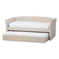 Camino Modern and Contemporary Beige Fabric Upholstered Daybed with Guest Trundle Bed FredCo