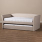 Camino Modern and Contemporary Beige Fabric Upholstered Daybed with Guest Trundle Bed FredCo