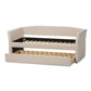 Camino Modern and Contemporary Beige Fabric Upholstered Daybed with Guest Trundle Bed FredCo