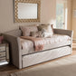 Camino Modern and Contemporary Beige Fabric Upholstered Daybed with Guest Trundle Bed FredCo