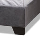 Candace Luxe and Glamour Dark Grey Velvet Upholstered King Size Bed FredCo