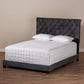 Candace Luxe and Glamour Dark Grey Velvet Upholstered King Size Bed FredCo