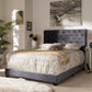Candace Luxe and Glamour Dark Grey Velvet Upholstered King Size Bed FredCo