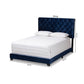 Candace Luxe and Glamour Navy Velvet Upholstered King Size Bed FredCo