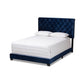 Candace Luxe and Glamour Navy Velvet Upholstered King Size Bed FredCo