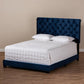 Candace Luxe and Glamour Navy Velvet Upholstered King Size Bed FredCo