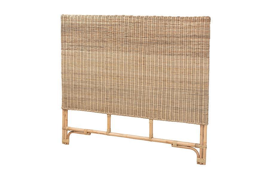 Cantara Modern Bohemian Natural Rattan Queen Size Standalone Headboard FredCo
