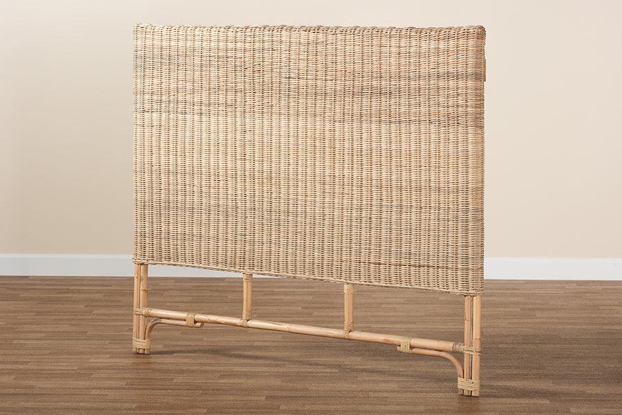 Cantara Modern Bohemian Natural Rattan Queen Size Standalone Headboard FredCo