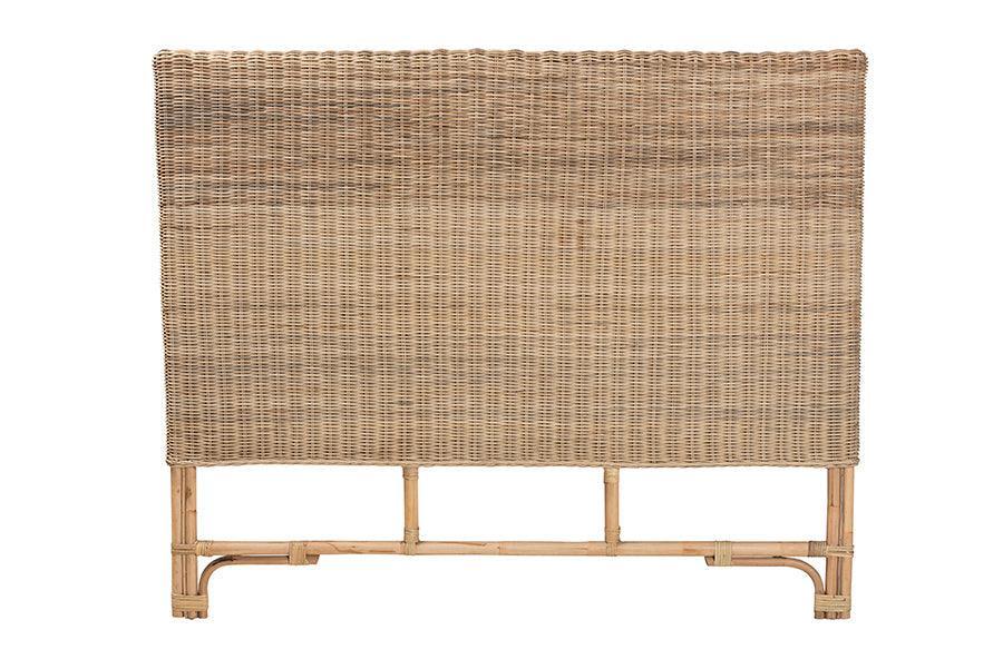 Cantara Modern Bohemian Natural Rattan Queen Size Standalone Headboard FredCo