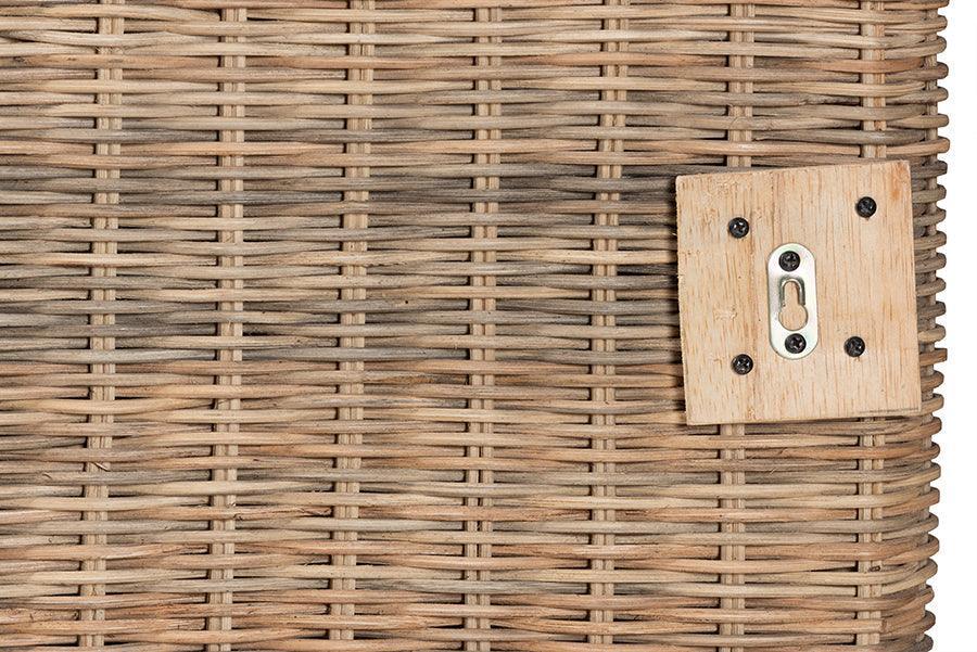 Cantara Modern Bohemian Natural Rattan Queen Size Standalone Headboard FredCo