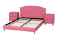 Canterbury Contemporary Glam Pink Faux Leather Upholstered Queen Size 3-Piece Bedroom Set FredCo