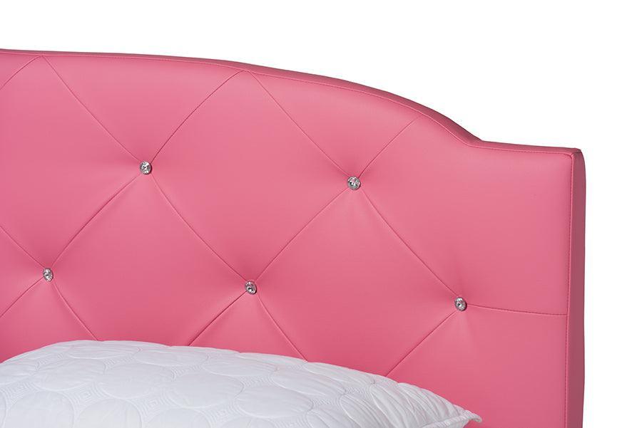 Canterbury Contemporary Glam Pink Faux Leather Upholstered Queen Size 3-Piece Bedroom Set FredCo