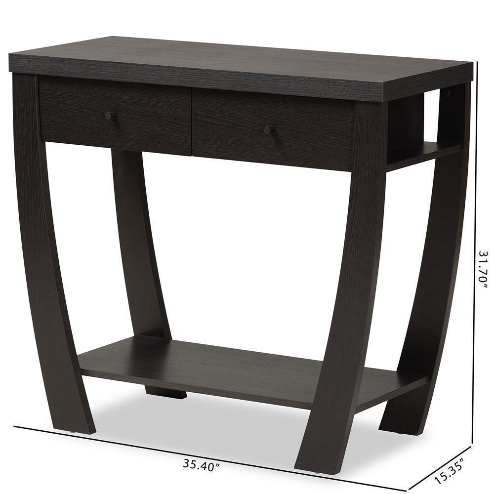 Capote Modern and Contemporary Dark Brown Finished Wood 2-Drawer Console Table FredCo