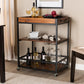 Capri Vintage Rustic Industrial Oak Brown and Black Finished Mobile Metal Bar Cart with Stemware Rack FredCo