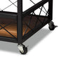 Capri Vintage Rustic Industrial Oak Brown and Black Finished Mobile Metal Bar Cart with Stemware Rack FredCo