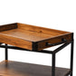 Capri Vintage Rustic Industrial Oak Brown and Black Finished Mobile Metal Bar Cart with Stemware Rack FredCo