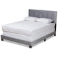 Caprice Modern and Contemporary Glam Grey Velvet Fabric Upholstered Queen Size Panel Bed FredCo