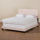 Caprice Modern and Contemporary Glam Light Pink Velvet Fabric Upholstered Full Size Panel Bed FredCo
