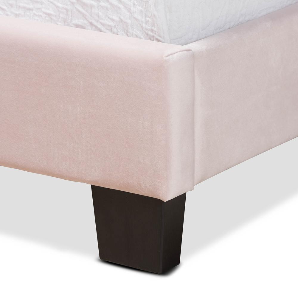 Caprice Modern and Contemporary Glam Light Pink Velvet Fabric Upholstered Twin Size Panel Bed FredCo