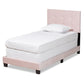 Caprice Modern and Contemporary Glam Light Pink Velvet Fabric Upholstered Twin Size Panel Bed FredCo