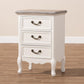 Capucine Antique French Country Cottage Two Tone Natural Whitewashed Oak and White Finished Wood 3-Drawer Nightstand FredCo