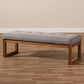 Caramay Modern and Contemporary Grey Fabric Upholstered Walnut Brown Finished Wood Bench FredCo