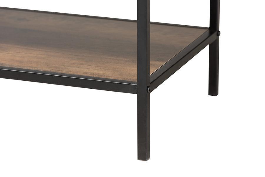 Cardea Modern Industrial Walnut Brown Finished Wood and Black Metal 2-Door Sideboard FredCo