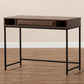 Cargan Modern and Contemporary Walnut Brown Finished Wood and Black Metal 1-Drawer Desk FredCo