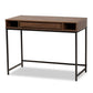 Cargan Modern and Contemporary Walnut Brown Finished Wood and Black Metal 1-Drawer Desk FredCo