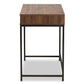 Cargan Modern and Contemporary Walnut Brown Finished Wood and Black Metal 1-Drawer Desk FredCo