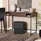Cargan Modern and Contemporary Walnut Brown Finished Wood and Black Metal 1-Drawer Desk FredCo