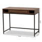 Cargan Modern and Contemporary Walnut Brown Finished Wood and Black Metal 1-Drawer Desk FredCo
