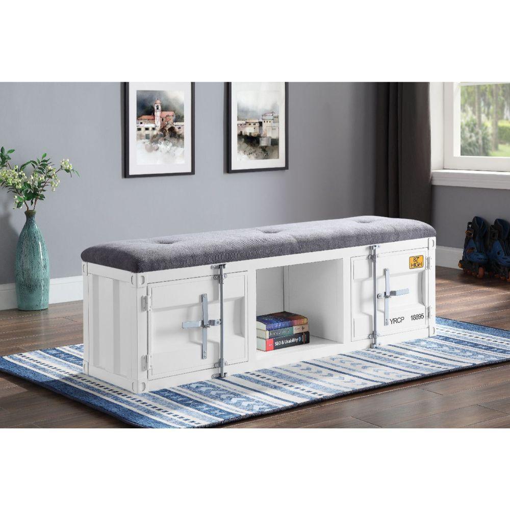 Cargo Bench (Storage) Gray Fabric & White FredCo