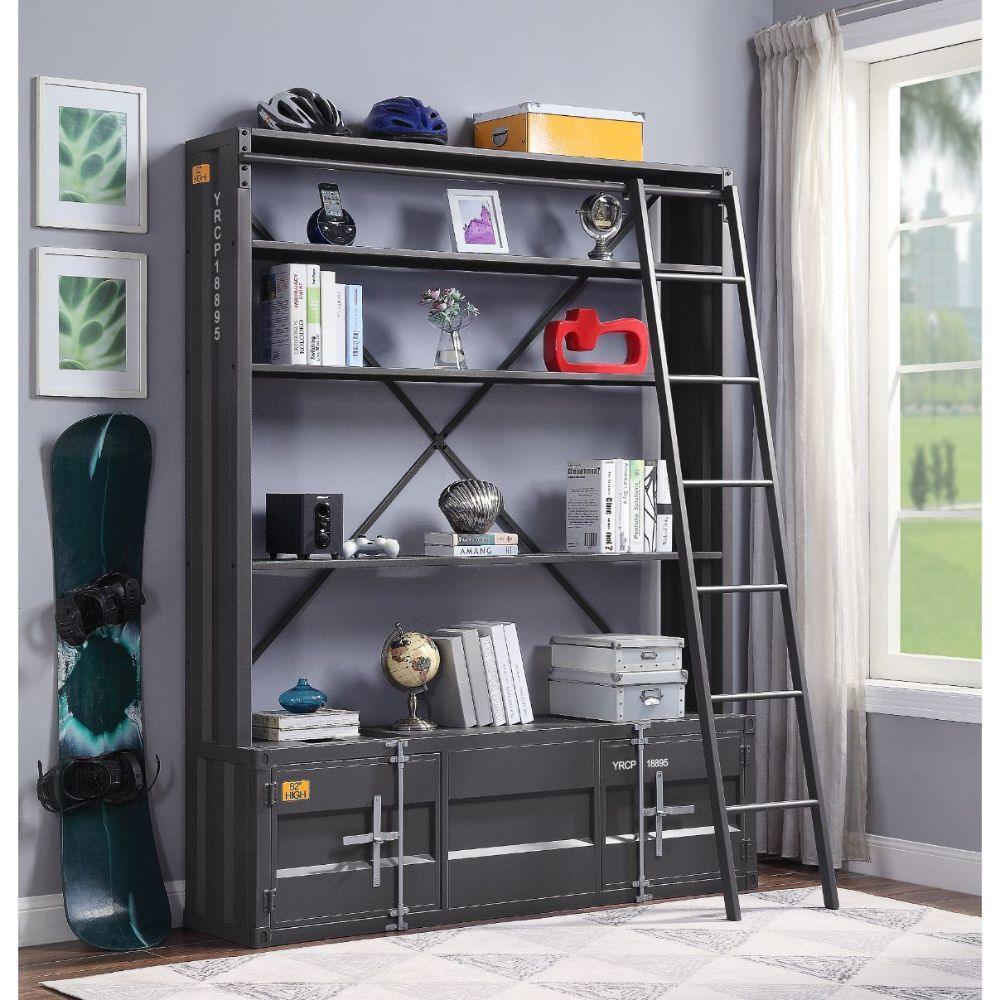 Cargo Bookshelf & Ladder Gunmetal FredCo
